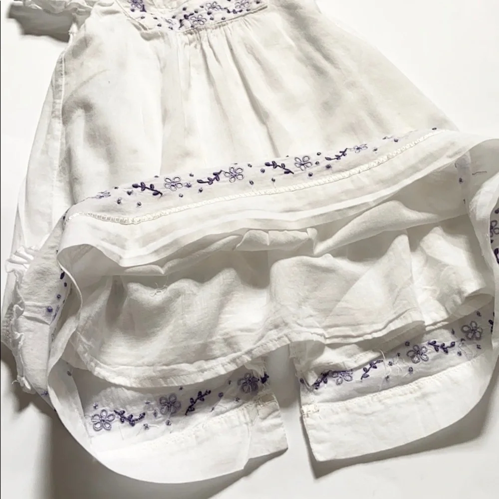 Minimimo White Ruffle Embroidered Cotton Summer Toddler Dress